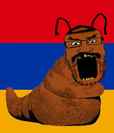 armenia armenian_genocide balding brown_skin cockroach flag flag:armenia hair mistache open_mouth slug soyjak stubble teeth turk turkiye variant:markiplier_soyjak yellow_teeth // 576x675 // 169.7KB