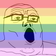 flag glasses lgbt open_mouth soyjak variant:tony_soprano_soyjak // 500x500 // 98.5KB