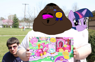 black_hair box braphog dark_skin fat glasses holding_object my_little_pony pigger real subvariant:morbidmutt toy variant:meximutt // 1267x830 // 1.2MB