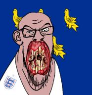 angry animal bird british distorted ear england flag flag:sussex flower glasses hair irl lion open_mouth plant rotten_teeth soyjak stubble sussex teeth united_kingdom variant:feraljak white_skin yellow_teeth you_were_one_i_ker // 1048x1081 // 365.9KB