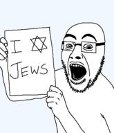 arm glasses hair hand holding_object holding_sign i_heart judaism open_mouth star_of_david stubble subvariant:cobson_holding_paper teeth text transparent transparent_background variant:cobson // 430x500 // 7.8KB