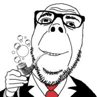 bubble clothes glasses pipe smoking soyjak stubble suit variant:dubbbzjak // 400x400 // 22.3KB