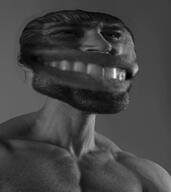 beard big_mouth big_nose monochrome nas:gigachad smile