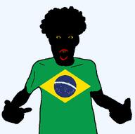 afro brazil dunchenman_(user) dunchenman_is_a_brapzilian_untermensch_who_is_even_less_white_than_the_night_sky flag:brazil messy_hair meta:op_took_a_selfie_of_xerself red_lips rotten_teeth rotting_teeth subvariant:shirtigger untermensch vantablack variant:shirtjak yellow_eyes yellow_sclera // 618x615 // 38.7KB