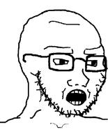 bored disappointed eyebrows glasses open_mouth skeptical smug stubble subvariant:skeptical_soyak teeth tired variant:soyak // 644x800 // 12.6KB