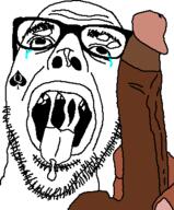 ahegao bbc cum glasses meta:pornographic_content nsfw open_mouth queen_of_spades stubble tattoo teeth tongue variant:dubbbzjak // 299x360 // 10.3KB