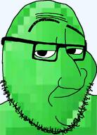 closed_mouth emerald emerald_(namefag) eyebrows glasses green_skin megamind meta:namefags meta:self_insert series:emeraldjaks smile smug soyjak stubble template variant:smugjak // 554x772 // 138.8KB