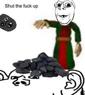 3soyjaks arm baby black_skin clothes coal deformed ear fuck glasses grey_skin hand islam meme smile soyjak stoning stubble subvariant:emmanuel subvariant:jacobson text throw toss variant:a24_slowburn_soyjak variant:gapejak variant:impish_soyak_ears white_skin // 720x800 // 84.9KB