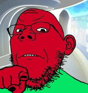 angry clothes ear frown glasses irl_background pointing pointing_at_viewer red_skin soyjak stubble variant:gapejak // 686x726 // 101.2KB