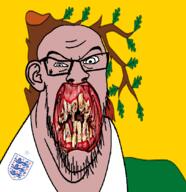 angry animal berkshire british deer distorted ear england flag flag:berkshire flower glasses hair irl leaf lion open_mouth plant rotten_teeth soyjak stubble teeth tree united_kingdom variant:feraljak white_skin yellow_teeth you_were_one_i_ker // 1048x1081 // 424.8KB