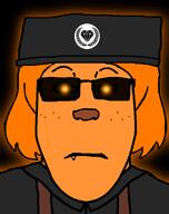 black_background ear fdl femjanny froot_(user) frootist glowing glowing_eyes janny neutral orange subvariant:female_markiplier subvariant:neutralplier uniform variant:markiplier_soyjak // 600x760 // 54.0KB