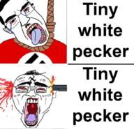 1488 2soyjaks anhero blood bloodshot_eyes blue_eyes clothes crying dead glasses gun hair hanging its_over maga mustache nazism open_mouth politics rope shot soyjak subvariant:patrick subvariant:suicide_chud suicide swastika text tongue total_cracker_death twp variant:chudjak yellow_teeth // 700x674 // 352.9KB