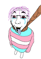 ack crying full_body joyjak pink_hair red_eyes rope smile tongue tranny transgender_flag variant:derpson // 959x1382 // 42.2KB