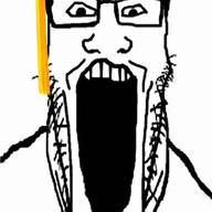 clothes glasses graduation hat open_mouth soyjak stretched_mouth stubble thick_eyebrows variant:markiplier_soyjak // 330x570 // 106.2KB