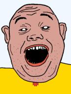 amerimutt black_sclera clothes ear flag flag:new_mexico hair new_mexico open_mouth red_shirt soyjak state stubble teeth transparent_background united_states variant:alicia // 418x555 // 11.0KB