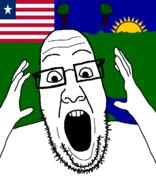 arm county flag flag:liberia flag:river_gee_county glasses hair hand liberia liberian open_mouth people's_populist_press river river_gee_county soyjak star_(symbol) stubble teeth variant:ppp // 1000x1233 // 65.5KB