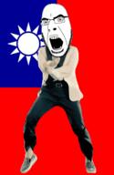angry animated country dance flag gangnam_style glasses open_mouth soyjak stubble taiwan variant:cobson // 300x460 // 500.6KB