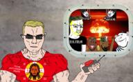 ack ak47 angry black_shirt bunker button camoflauge clothes cow_urine explosion flag:jesus flag:principality_of_moscow goat hang hanged hanging happy_merchant hat hindu hinduism icxcnika india indian islam islamic judaism kippah multiple_soyjaks nose nuclear pagan paganism queen_of_spades quran red_shirt reddit spade star_of_david subvariant:muscular_chud swastika total_antichristian_death variant:bernd variant:chudjak variant:gapejak variant:impish_soyak_ears vein yellow_hair // 1117x690 // 1.2MB