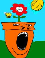 4soyjaks animal antenna bee bug drawn_background ear flower frown glasses grass irritated leaf open_mouth plant pot sky smile soyjak stubble subvariant:impish_bee subvariant:soyak_(irritated) subvariant:wholesome_soyjak sun variant:gapejak variant:impish_soyak_ears variant:soyak wing // 694x893 // 104.2KB