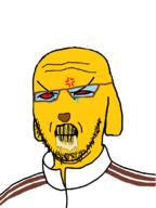 anger_mark angry bloodshot_eyes clenched_teeth clothes crying dog ear foaming_at_the_mouth glasses janny red_eyes soyjak stubble track_suit variant:carterjak variant:kuzjak yellow_skin yellow_teeth // 812x1080 // 39.8KB