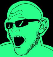 federal_bureau_of_investigation glasses glowie glowing green_skin soyjak stubble sunglasses variant:tropejak // 954x1024 // 88.2KB