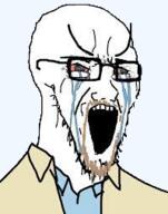 angry balding bloodshot_eyes breaking_bad clothes crying open_mouth sad soyjak stretched_mouth stubble translucent_background transparent tv_show variant:soyak walter_white // 199x253 // 45.3KB