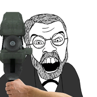 animated beard clothes glasses grey_hair hair open_mouth round_glasses sigmund_freud soyjak spartan_laser variant:feraljak white_hair // 900x900 // 3.2MB