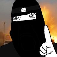 arab balaclava black black_mask black_shirt caliphate explosion finger hand he_will_always_be_a_gem iraq irl_background is isis islam islamic_state jihad jihadi_john mask no_glasses one_finger outline outside pointing soyjak sunni syria syrian_civil_war terrorism terrorist variant:cobson war // 721x720 // 236.2KB