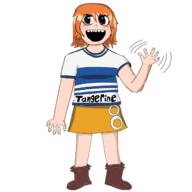 boots breasts brown_eyes ginger_hair nami_(one_piece) no_glasses one_piece orange_hair skirt t-shirt tangerine variant:soytan // 1280x1280 // 433.1KB