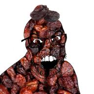 angry glasses hair open_mouth raisin raisinskin series:fruiterz! soyjak stubble teeth variant:feraljak // 1500x1500 // 1.9MB
