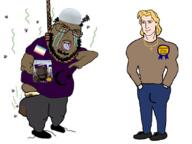 angry arm blond brown_skin chad christianity closed_mouth clothes crying ear flies glasses hair hanging islam mudslime open_mouth picture pointing poop soyjak stubble trend:aryan variant:shotjak zahran // 833x626 // 263.8KB