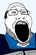 Otis_Laurey bald barney blue_shirt clothes glasses half-life open_mouth soyjak stubble suit teeth variant:markiplier_soyjak2 // 1200x1810 // 398.3KB