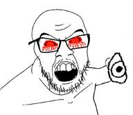 angry arm blood eye glasses hand holding_object mustache open_mouth soyjak stubble variant:feraljak // 1045x908 // 214.6KB