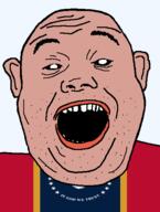 amerimutt black_sclera christianity clothes ear flag flag:mississippi flower god hair magnolia mississippi open_mouth plant red_shirt soyjak star_(symbol) state stubble teeth text transparent_background united_states variant:alicia // 418x555 // 19.9KB