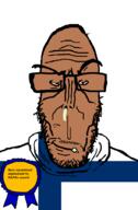 award booger brown_skin crying european finland flag flag:finland glasses hair hapa mucus mutt racemixing red_eyes soyjak stubble subvariant:euromutt sweater variant:markiplier_soyjak // 591x900 // 25.6KB