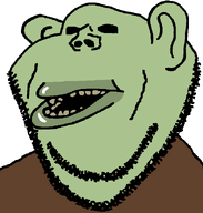 amerimutt black_eyes brown_shirt ear green_skin lips mutt open_mouth series:zombiejaks soyjak stubble subvariant:impish_amerimutt transparent_background variant:impish_soyak_ears zombie // 598x628 // 20.8KB