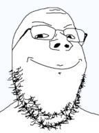closed_mouth glasses large_mouth small_eyes smile smug soyjak stubble variant:gapejak // 600x800 // 952.5KB