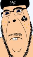 aryan bbc beard blue_eyes glasses hair mustache nerd nigger_award teeth variant:cobson // 415x707 // 105.4KB