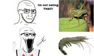 bug closed_mouth fork glasses open_mouth shrimp soyjak stubble subvariant:wewjak text variant:soyak // 679x406 // 293.4KB