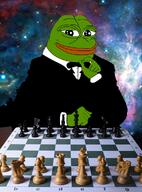 amphibian chess clothes frog hand nas:pepe pepe_the_frog smile suit // 427x576 // 376.1KB