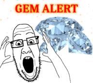 arm diamond gem gem_alert glasses hand open_mouth soyjak stubble text variant:ppp // 1210x1080 // 567.6KB