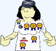 3dgifmaker animated asian clothes female glasses hair hat protokleki soyjak squint subvariant:female_cobson variant:cobson // 250x250 // 107.9KB