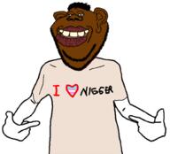 arm black_skin ear hair hand i_love nigger pointing pun sheeeit soyjak stubble subvariant:impish_tyrone text tranny transgender_flag variant:impish_soyak_ears variant:shirtjak // 1000x905 // 265.1KB