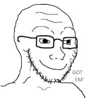 glasses gottem smile soyjak stubble text variant:soyak // 708x800 // 67.5KB