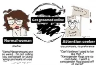 arm closed_mouth clothes faggot glasses groomer hair hand holding_object lgbt pointing serious serious_hat sign soyjak stubble tan_shirt text tshirt variant:abortion_lover woman xenopronouns // 1170x801 // 491.4KB