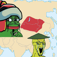 amphibian angry animated asian china clothes crying frog glasses hat history map mongol_empire mongolia nas:pepe pepe pepe_the_frog rice_hat stretched_mouth stubble teeth variant:soyak yellow_skin // 448x446 // 75.1KB
