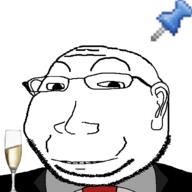 clothes cup ear eyelids glass glasses necktie push_pin small_eyes soyjak stubble subvariant:massjak subvariant:wholesome_soyjak suit variant:gapejak wine // 600x600 // 41.8KB