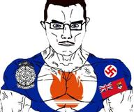 Adrien_Arcand National_Unity_Party_of_Canada beaver blue_shirt canada flag:canada_royal_ensign mustache subvariant:muscular_chud swastika variant:chudjak // 841x707 // 130.3KB