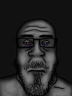 bald beard closed_mouth dark doomer eyebags eyebrows eyes frown glasses neutral sad self_insert soyjak stubble subvariant:neutralplier tired variant:markiplier_soyjak // 2826x3768 // 673.6KB
