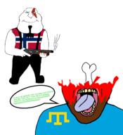 Astrofene_(namefag) Warrior-Z(user) ack brown_skin buff crimean_tatar firearm flag:crimean_tatar flag:norway gun holding_gun holding_object holding_shotgun murder nigger norway shotgun speech_bubble subvariant:mexiaryan tongue variant:bernd white_background // 1163x1274 // 185.7KB